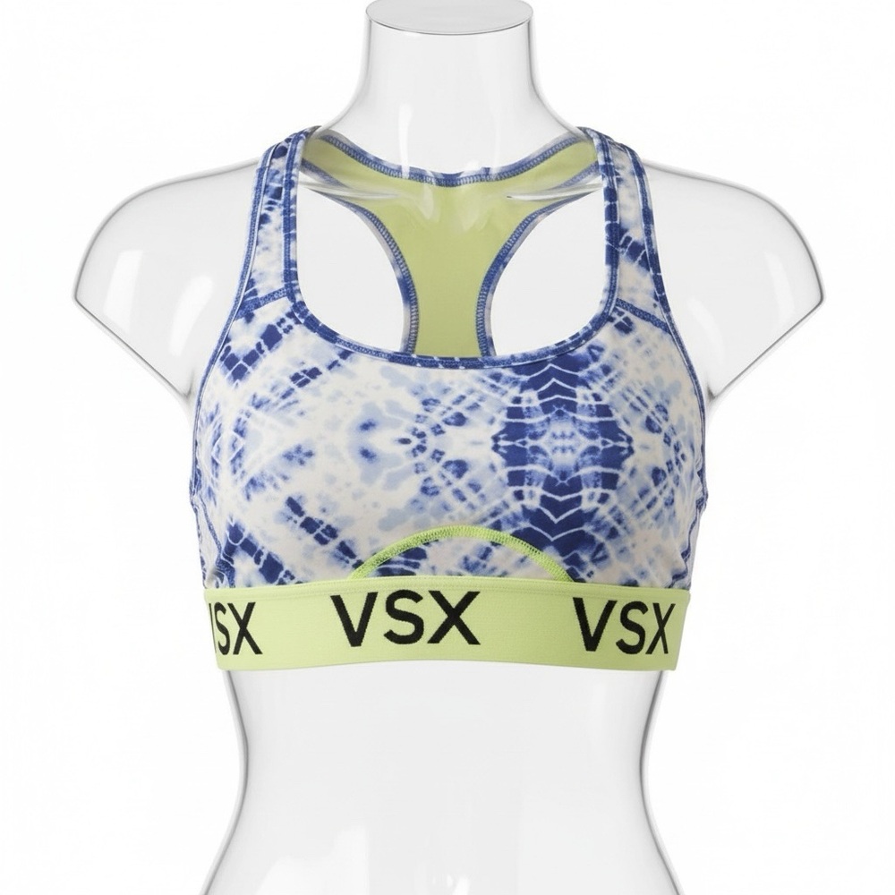 Victorias Secret VSX the Player Sports Bra Tie Dye Blue White Women S Racerback